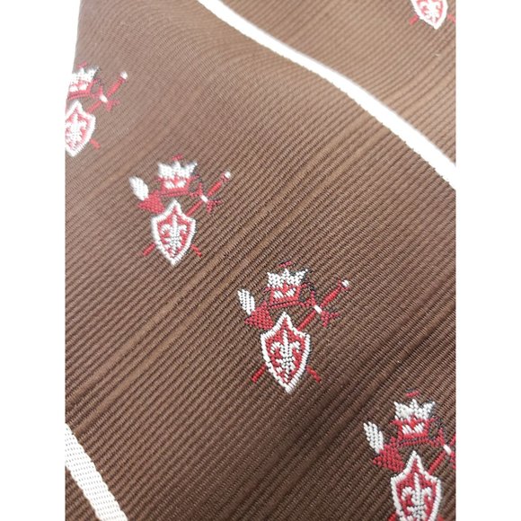 Vintage Brown W/ armour in Stripe Golden Clasp by Prince Consort 60's Poly Tie - Picture 6 of 8
